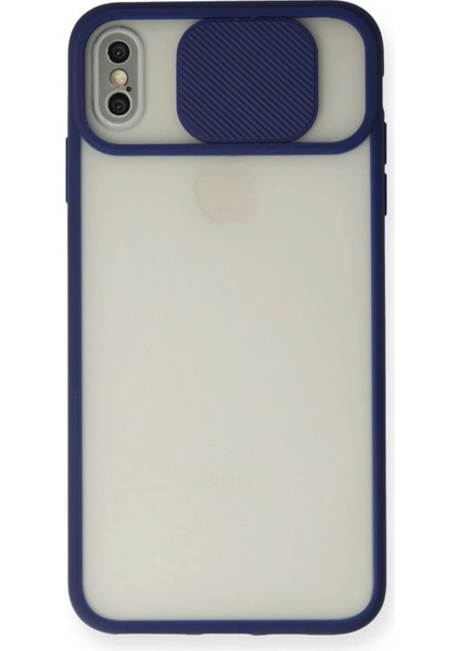 iPhone x Kılıf Palm Buzlu Kamera Sürgülü Silikon - Lacivert - NX7023-2978