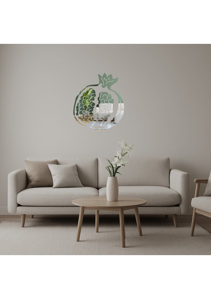 Zarif Nar Desenli Dekoratif Aynalı Tablo - NX4003-3895