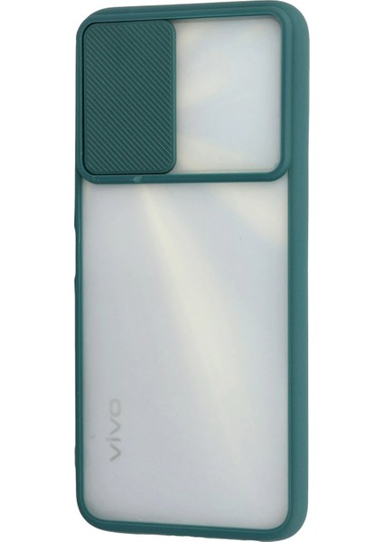 Vivo Y11S Kılıf Palm Buzlu Kamera Sürgülü Silikon - Yeşil - NX1444-2612 modelleri