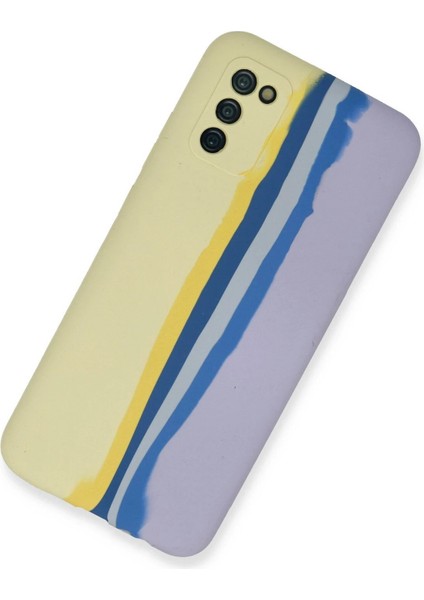 Samsung Galaxy A03S Kılıf Ebruli Lansman Silikon - Sarı-Lila - NX3569-2549 fiyatları