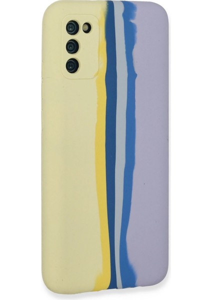 Samsung Galaxy A03S Kılıf Ebruli Lansman Silikon - Sarı-Lila - NX3569-2549 modelleri