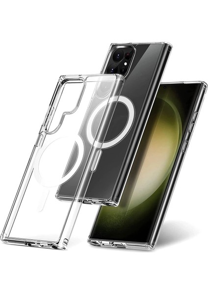 Samsung Galaxy S23 Ultra Kılıf Magneticsafe Şeffaf Silikon - Şeffaf - NX6612-5199 fırsatları