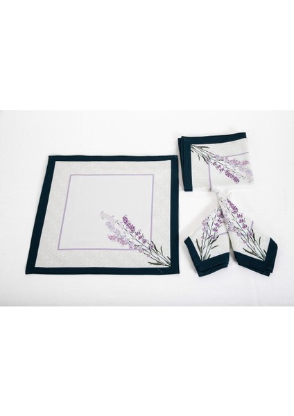 Mor Lavanta Desenli Pamuk Dokuma Peçete Seti, 43X43CM, 4 Adet fırsatları
