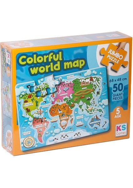 Jp 31015 Colorful World Map Jumbo Puzzle 50 Parça fiyatları