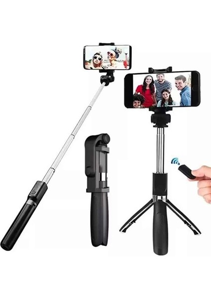 Selfie Çubuğu Tripod Bluetooth Kumandalı Selfie Çubuğu Telefon Tutucu