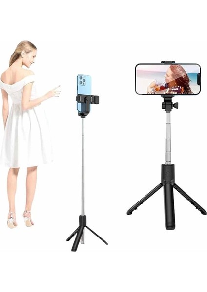 Selfie Çubuğu Tripod Bluetooth Kumandalı Selfie Çubuğu Telefon Tutucu fırsatları