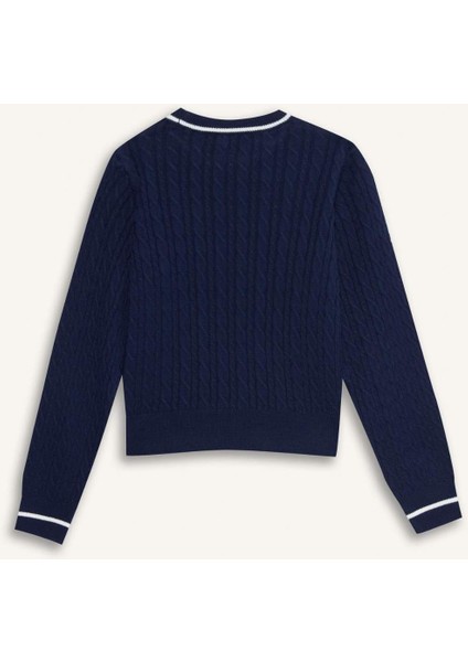 Kız Çocuk Okul Standart Fit Bisiklet Yaka Triko Kazak E7740A825AU