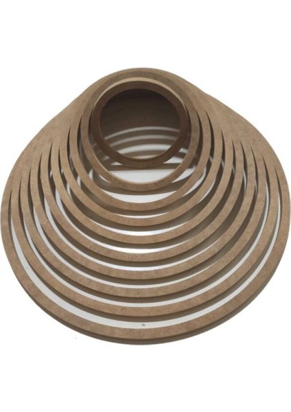 11'li Ahşap Kasnak ve Makrome Çember Seti, Kahverengi, Şık ve Kullanışlı Tasarım