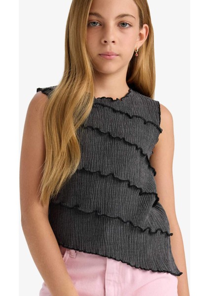 Kız Çocuk Bürümcük Kolsuz Bluz G0167A825HS