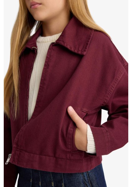 Kız Çocuk Okul Gabardin Fermuarlı Crop Ceket F7517A825AU