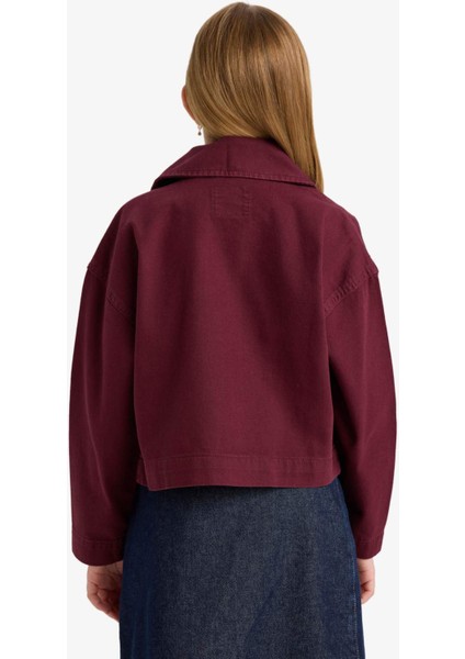 Kız Çocuk Okul Gabardin Fermuarlı Crop Ceket F7517A825AU