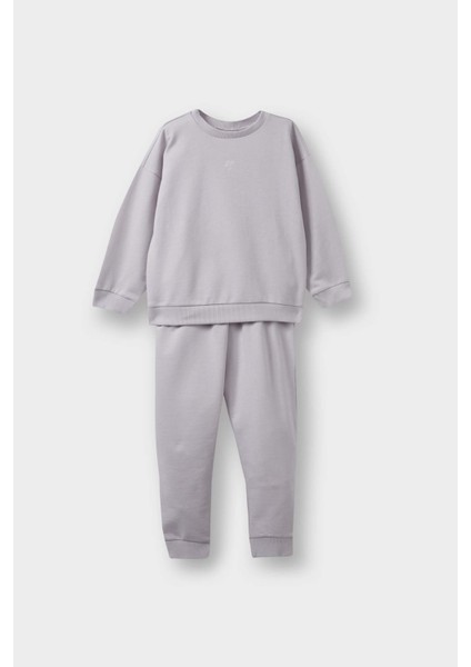 Kız Bebek 2'li Takım Basic Düz Sweatshirt Eşofman Altı E8358A525AU