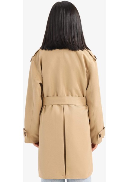 Kız Çocuk Okul Kemerli Cepli Trençkot E7642A825AU