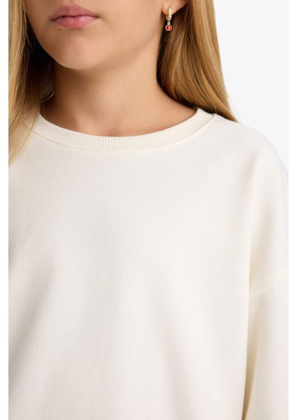 Kız Çocuk Okul Relax Fit Bisiklet Yaka Baskılı 2'li Sweatshirt E6474A825AU indirimleri