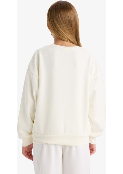 Kız Çocuk Okul Relax Fit Bisiklet Yaka Baskılı 2'li Sweatshirt E6474A825AU