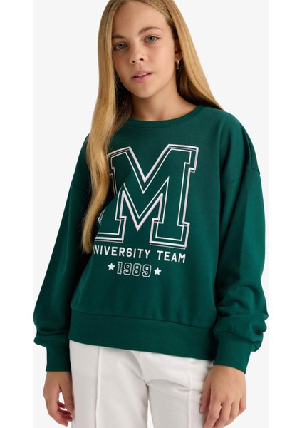 Kız Çocuk Okul Relax Fit Bisiklet Yaka Baskılı 2'li Sweatshirt E6474A825AU