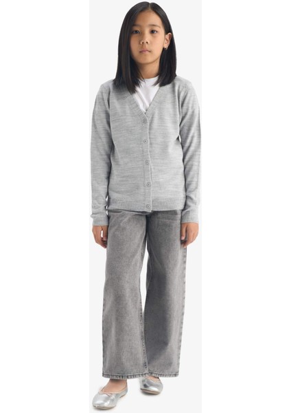 Kız Çocuk V Yaka Düğmeli Okul Triko Hırkası E7708A825AU fiyatları