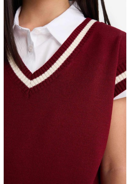 Kız Çocuk Okula Dönüş Standart Fit Triko Süveter E7709A825AU