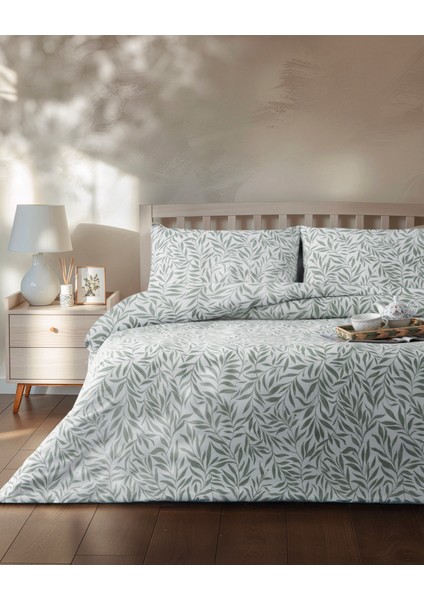Leaf Dream Kolay Ütülenir Çift Kişilik Nevresim Takımı 200X220 cm Yeşil