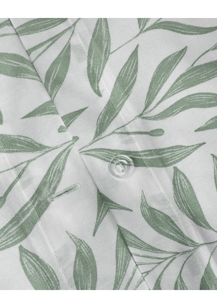 Leaf Dream Kolay Ütülenir Çift Kişilik Nevresim Takımı 200X220 cm Yeşil