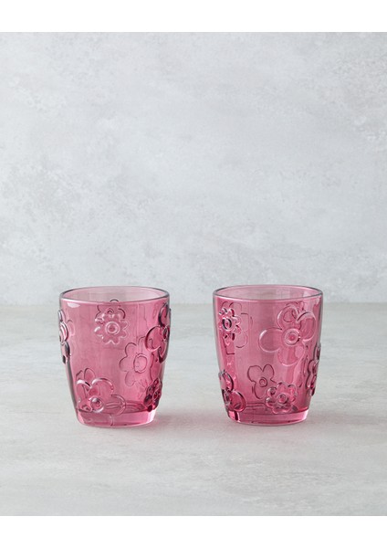 Fleur Cam 2'li Bardak 300 ml Pembe
