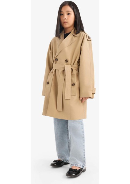 Kız Çocuk Okul Kemerli Cepli Trençkot E7642A825AU fırsatları