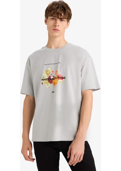 Boxy Fit Bisiklet Yaka Baskılı Kısa Kollu Tişört F8567AX25HS modelleri