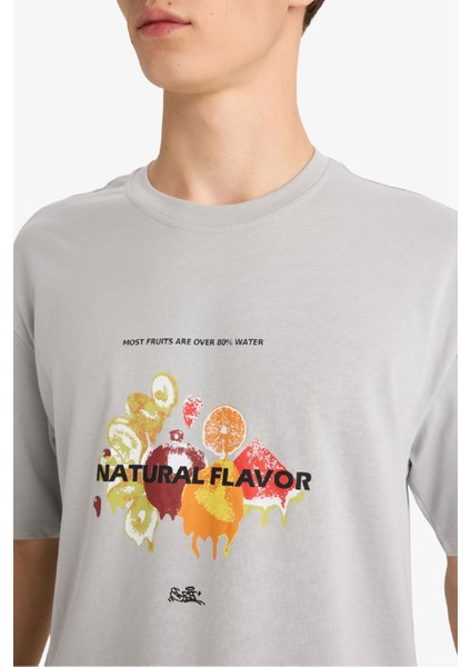 Boxy Fit Bisiklet Yaka Baskılı Kısa Kollu Tişört F8567AX25HS indirimleri