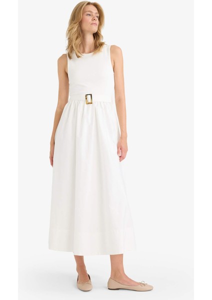 Bisiklet Yaka Poplin Kolsuz Maxi Elbise F8922AX25AU fiyatları