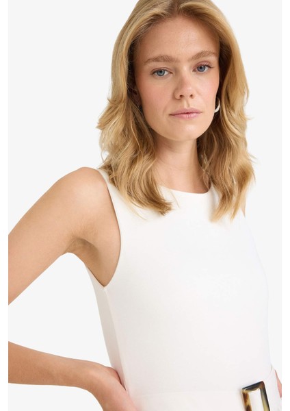 Bisiklet Yaka Poplin Kolsuz Maxi Elbise F8922AX25AU modelleri