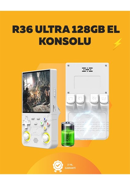 128GB Dahili Hafızalı R36 Ultra – 4” IPS Ekran, Retro Konsol, 30. 000+ Oyun Yüklü