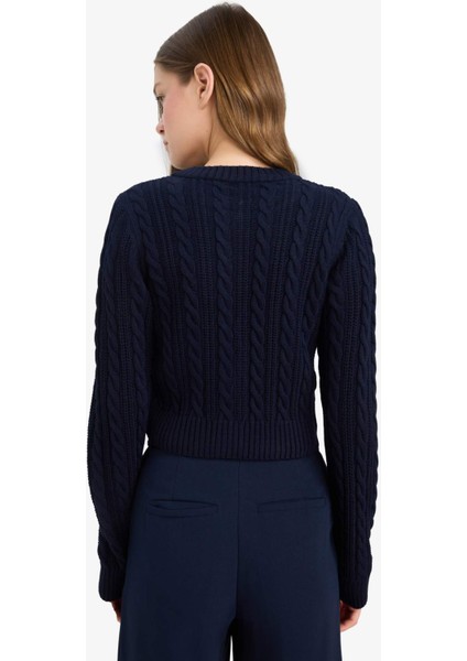 Regular Fit Bisiklet Yaka Düğmeli Triko Hırka E8237AX25WN fırsatları