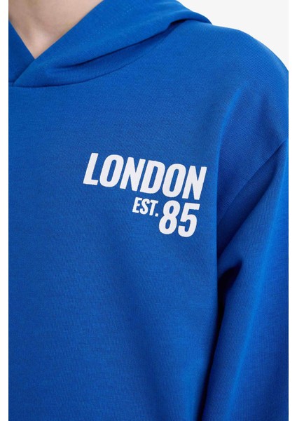 Erkek Çocuk Kapüşonlu Baskılı İçi Yumuşak Tüylü Okul Sweatshirt E9579A825AU indirimleri