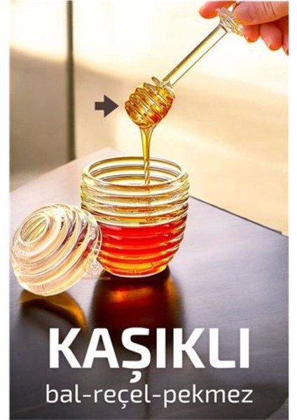 Renkli Kristal Bal Kavanozu ve Kaşıklı Set, Reçel ve Soslar Için Şık Tasarım