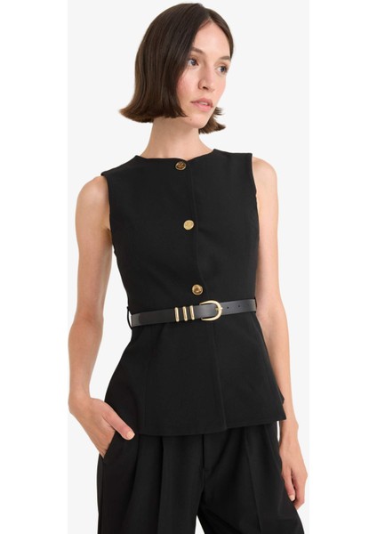 Fitted Bisiklet Yaka Kemer Detaylı Yelek F7293AX25AU indirimleri