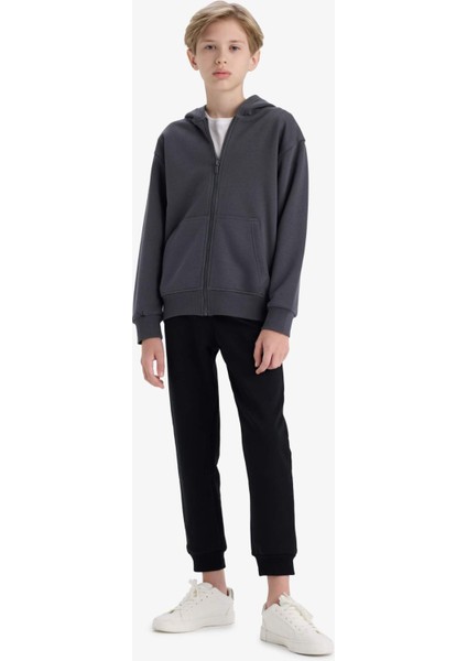 Erkek Çocuk Kapüşonlu Basic Düz Okul Fermuarlı Sweatshirt X7382A625WN fiyatları