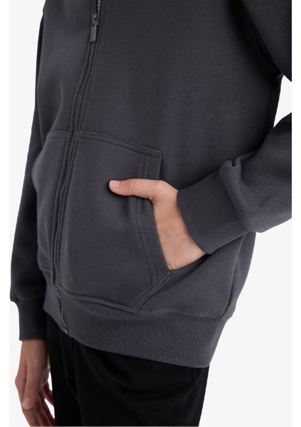 Erkek Çocuk Kapüşonlu Basic Düz Okul Fermuarlı Sweatshirt X7382A625WN indirimleri