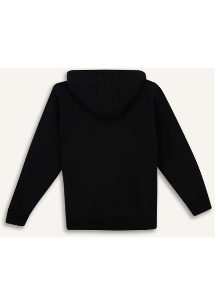 Erkek Çocuk Kapüşonlu Basic Düz Okul Fermuarlı Sweatshirt X7382A625WN