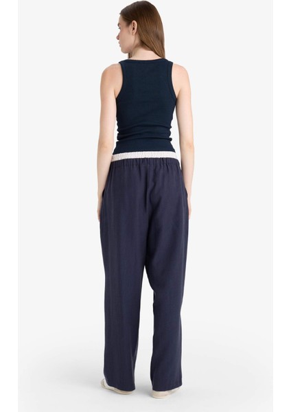 Baggy Fit Çift Cepli Normal Bel Standart Boy Tensel Pantolon F9743AX25HS