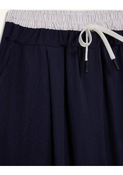 Baggy Fit Çift Cepli Normal Bel Standart Boy Tensel Pantolon F9743AX25HS