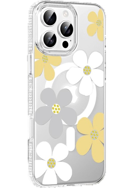 Apple iPhone 16 Pro Floral Magsafe Kapak - Sarı - NX3500-7923