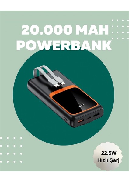 Dijital Ekranlı 20.000 Mah Powerbank | 22.5W Hızlı Şarj + Çoklu Bağlantı Seçeneği fiyatları