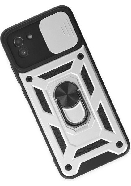 Samsung Galaxy A03 Kılıf Pars Lens Yüzüklü Silikon - Gümüş - NX7618-4628 modelleri