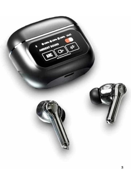 Yeni Nesil Anc Özellikli Çağrı Cevaplayan Dokunmatik Ekranlı Bluetooth Kulaklık Siyah