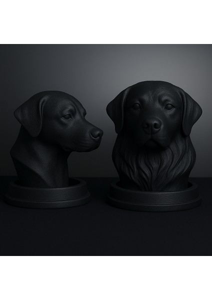 Siyah Golden Retriever Köpek Büstü – Dekoratif Heykel