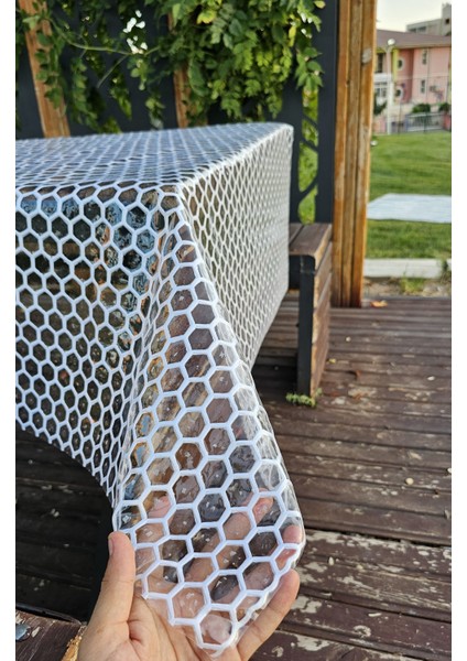 Beyaz Hasır Lüx Pvc Kaplamalı Silinebilir Petek Desen Masa Örtüsü Su Geçirmez Hediye Çeyizlik Sofra fırsatları