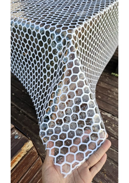 Beyaz Hasır Lüx Pvc Kaplamalı Silinebilir Petek Desen Masa Örtüsü Su Geçirmez Hediye Çeyizlik Sofra indirimleri