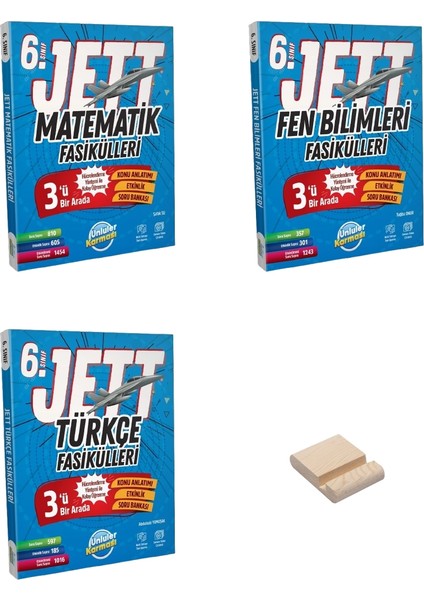 6. Sınıf Jett Matematik Fen Bilimleri ve Türkçe Fasikülleri 3lü Set + Telefon Tutucu