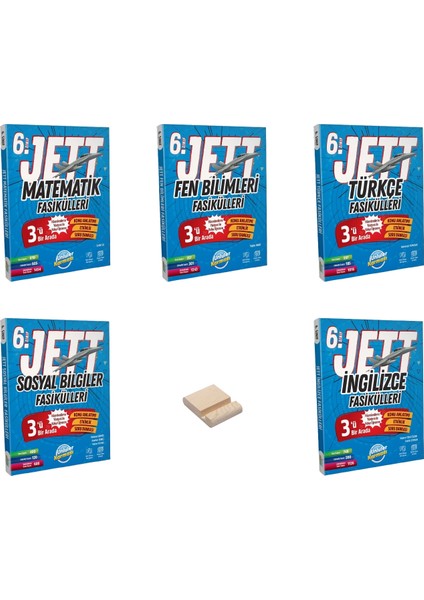 6. Sınıf Jett Matematik Fen Türkçe Sosyal ve Ingilizce Fasikülleri 5li Set + Telefon Tutucu