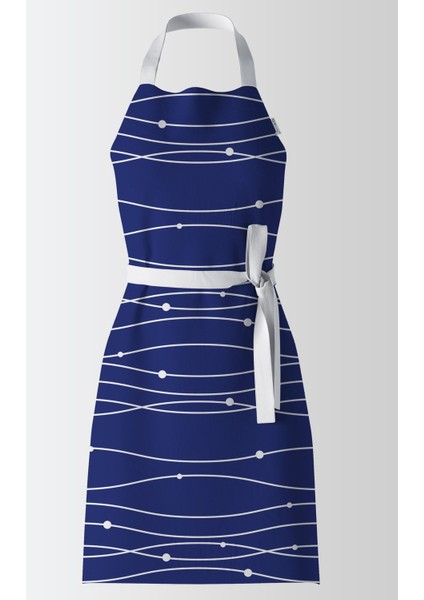 Su Dalgası Desenli Mutfak Önlüğü, Lacivert, Şık ve Koruyucu Tasarım fiyatları